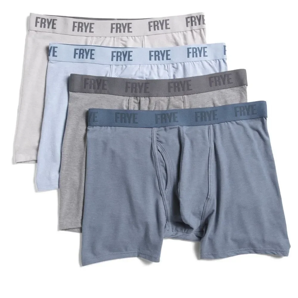 FRYE S Blue Gray Fly Front Bamboo Blend Boxer Briefs Pack of 4